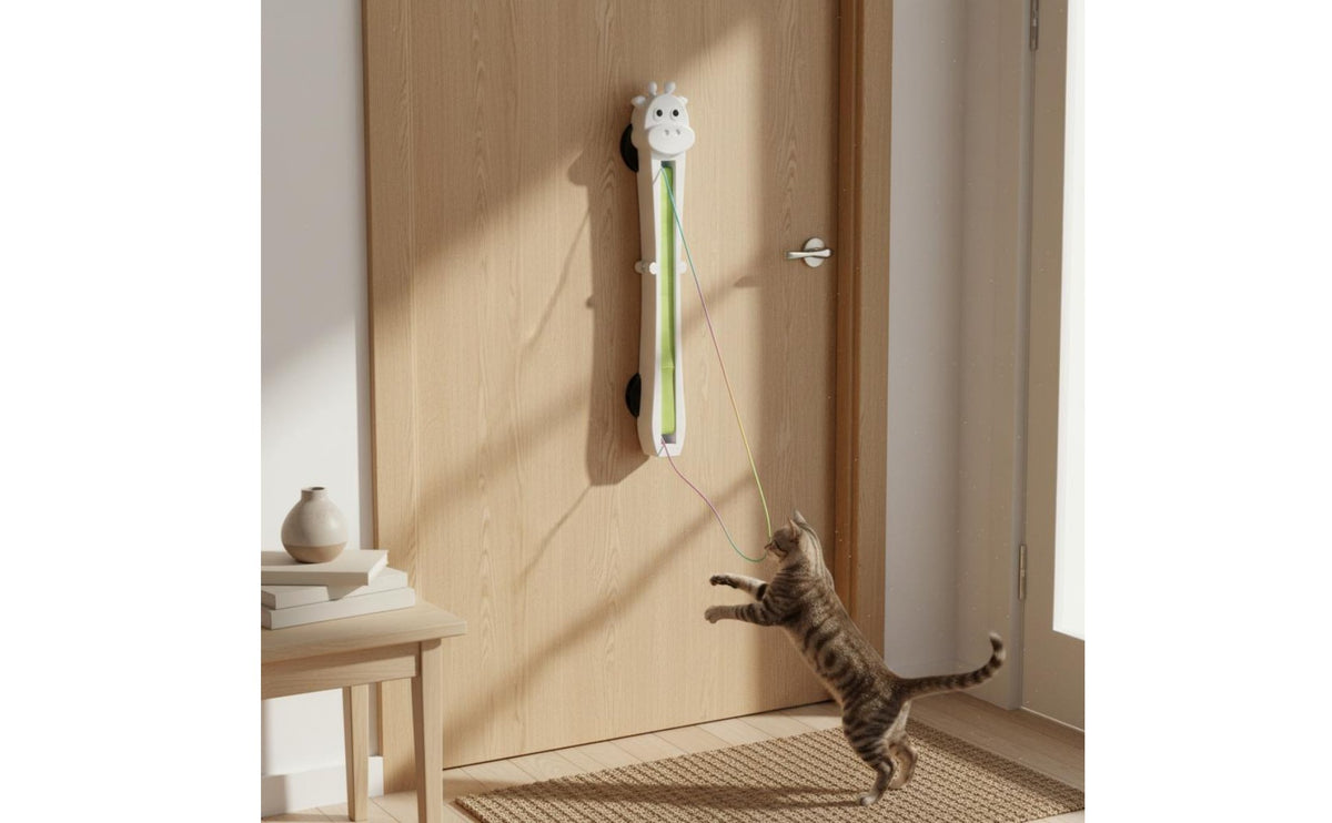 Drill-No-Drill Installation Automatic Flying Rope Cat Toy Promotes Exercise Electronic Cat String Toy Relieves Boredom Pet Supplies Fun Design for Kitten Owners, Indoor