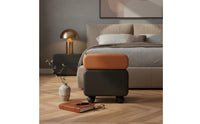 Minimalist Storage Side Table Solid Wood Construction Modern Stacked Bedside Cabinet Rounded Corners Rotating 2-Drawer Nightstand for Small Areas