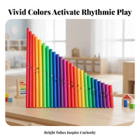 25 Pieces Multicolored Orff-Based Tubes Plastic Graduated Percussion Tubes Cylindrical Orff-Based Instrument Smooth Finish for Children, Preschoolers