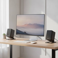 2 Pieces Desktop Speaker Stand Compact Speaker Stand with Vibration Pads Sleek for Audiophiles, Desk