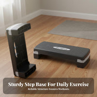 Stable Design Aerobic Step Platform Compact Storage Fitness Step Deck Heavy Duty Adjustable Workout Stepper Quiet Operation for Children, Beginners