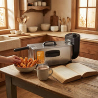 Temperature Control Electric Deep Fryer 110V Deep Fryer with Basket Easy Clean Kitchen Appliance Large Capacity