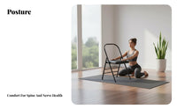 Padded PU Leather Seat Exercise Chair Foldable Design Iyengar Exercise Chair Long-Lasting Backless Exercise Stool Stable & Sturdy for Seniors, Beginners