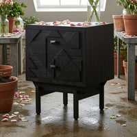 Geometric Drawer Nightstand Fully Assembled Two-Drawer Nightstand Square Pull Handles Bedside Table