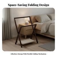 Space-Saving Foldable Clothes Rack Strong Load-Bearing Folding Clothes Rack Stable Triangular Structure Bamboo Valet Stand Chic Design for Apartment Dwellers, Homeowners, Students, Bedroom, Guest Room