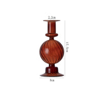 Glossy Finish Spherical Glass Candle Holder Translucent Ribbed Glass Candle Holder Broad Base Home Decor Narrow Top