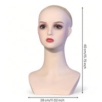 Mannequin Head with Shoulders Realistic Hairpiece Stand Skin Tone Cosmetology Head for Cosmetologists