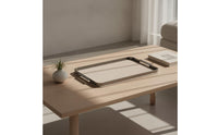 Vanity Tray with Metal boarder Leather Tray with Handles Functional Trays for Washroom Counter