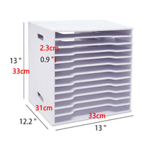 Horizontal Desktop File Organizer with 12 Tiers Front-Loading Desk File Organizer Spacious Document Sorter with Shelves Space-Saving for Classroom