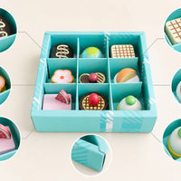 9 Pieces Toy Dessert Set with Storage Box Colorful Wooden Play Food Set Dessert Playset Interactive Sturdy for Toddlers
