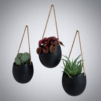 Plant Pots for Indoor Plants and Flower Pots, Set of 3 Matte Ceramic Planter Wall Hanging for Home Office, Modern Minimalist Wall Planter