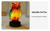 Warm Ambient Radiance Resin Owl Night Light Colorful Owl Lamp for Children, Bedside, Bedroom, Living Room