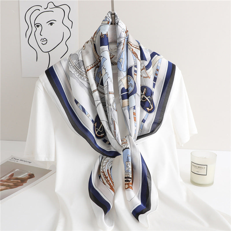 Women's Imitation Silk Scarf 90x90cm for Spring/Summer, Travel, Sun Protection, Shawl, Decorative Headscarf