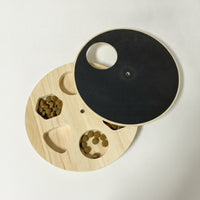 Wooden Feeder with Scratching Pad Rotating Foraging Board Boredom Relief Interactive Feed Puzzle Indoor for Mealtime