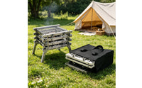 3 Pieces Foldable Stainless Steel Charcoal Grill Multi-Use Folding Charcoal Grill Easy to Clean Stainless Steel Fire Bowl Quick Setup for Campers, Picnic
