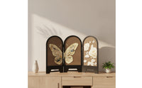Freestanding Tabletop Screen with Arched Tops Textured Decorative Screen with Floral Relief for Console Table