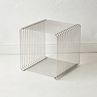 Stainless Steel Wire Table Modern Style Metal Cube Storage Rack Resistant Home Furniture for Living Room