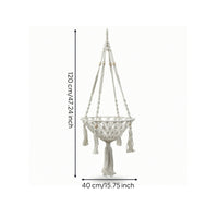 Cat Lounger with Macrame Basket Handmade Cat Lounger Furniture Boho Cozy for Cats, Apartments, Window