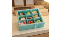 9 Pieces Toy Dessert Set with Storage Box Colorful Wooden Play Food Set Dessert Playset Interactive Sturdy for Toddlers