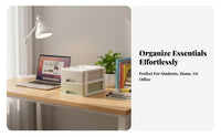 Space-Saving Stackable Drawer unit adaptable Desktop Organizer level-top Surface Storage Drawers for Makeup Users, Office Workers, Dormitory, Dorm Room, Vanity Table, Classroom