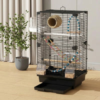 Bird Cage for Small Birds, 2-Tier Transparent Cockatiel Home with Accessories, Rectangular Ornamental Indoor Setup, Acrylic and Steel Framework