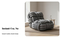 Braided Armchair Woven Design Braided Tube Armchair Modern Look and Feel Lounge Chair for Interior Decorators, Adults, Living Room, Bedroom
