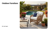 Rattan design Woven Sofa and Chair Set with Table Leisure Seating Outdoor Furniture Weather-Resistant Conversation Group versatile Design for Guesthouse Owners, Hotel Managers, Property Developers