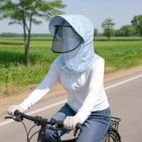 Women's Summer Ice Silk Sun Protection Face Mask Hat with Visor for Cycling and Outdoor Activities