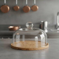 Rotating Cake Plate with Glass Dome Elegant Design Glass Dome Cake Stand Rotating Dessert Display Multipurpose Cloche Food Cover