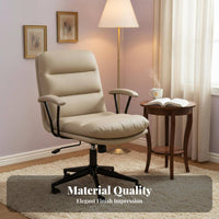 Adjustable Height Upholstered Swivel Chair Support Upholstered Roller Chair Ergonomic Design Office Seating Reclining Backrest for Students, Adults, Professionals, Study Room, Desk Work, Bedroom, Reading Nook