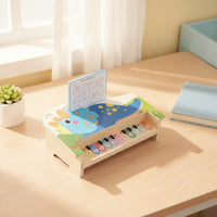 Educational Dinosaur Keyboard with Music Stand Interactive Piano with Music Stand Compact Wooden Keyboard Sturdy for Toddlers, Playroom