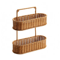 Wall-Mounted Woven Organizer Basket Rounded Edges Wall-Mounted Storage Rack Versatile for Home