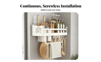 Drillno-Drill Installation Multifunctional Utensil Holder Multi-Functional Wall-Mounted Holder Space-Saving Kitchen Organizer Includes Hooks for Apartment Dwellers, Organization Enthusiasts, over the Counter, Pantry, Bathroom, Entryway