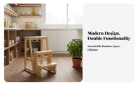 Space-Saving Folding Ladder Chair Stable & Sturdy Wooden 3 Step Stool Lightweight & Portable for Homeowners, Adults, Kitchen, Office, Closet