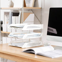 Stackable A4 Desktop File Organizer Tray for Office Documents and Books