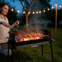 Windproof Portable Charcoal Grill with Carry Bag Heat Resistant Foldable Barbecue Grill Convenient Long-Lasting for Camping