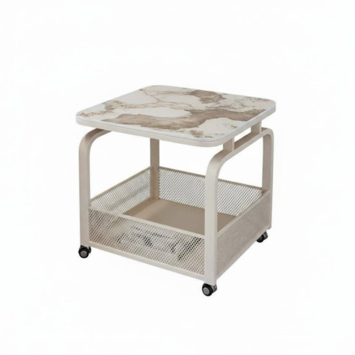 On casters 2-Tier Utility Cart Minimalist design Mobile Furniture Space Saving Storage Trolley Multi-Functional for Apartment Dwellers, Office Workers, Living Room, Bedroom, Kitchen, Bathroom