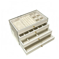 Compartment Tray Drawer Jewelry Box Compact Jewelry Organizer Box Gold-Tone Knobs Clear Storage Drawers Smooth PVC