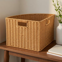 Woven Corner Basket Side Cutout Handles Corner Storage Basket Uncovered Top