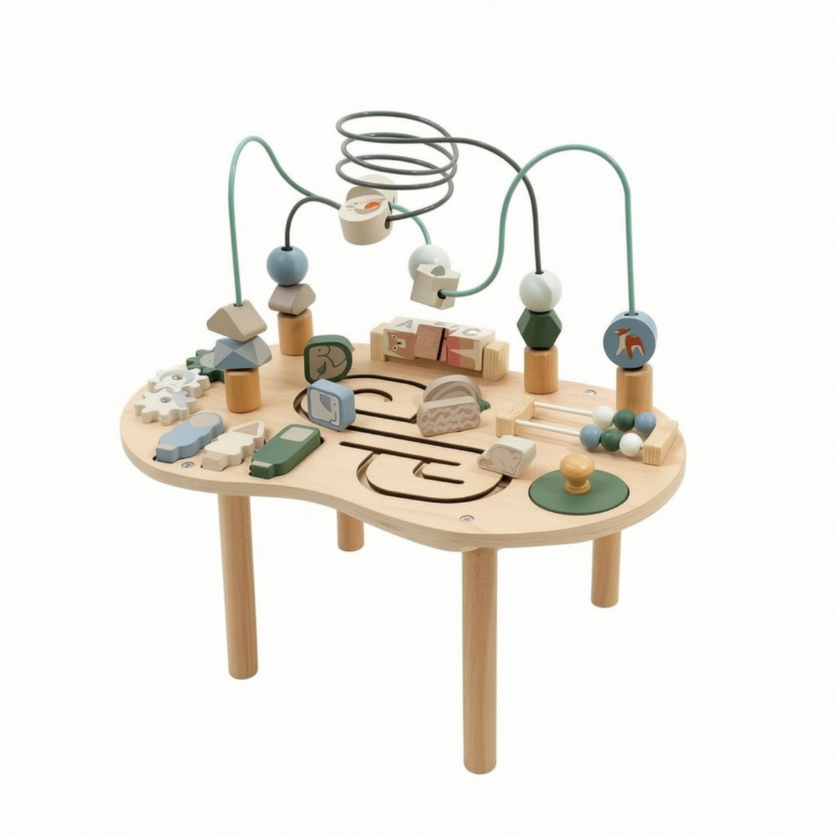 Wooden Activity Table with Bead Maze Child-Focused Wooden Activity Table Toy Early Learning Furniture Sensory for Toddlers