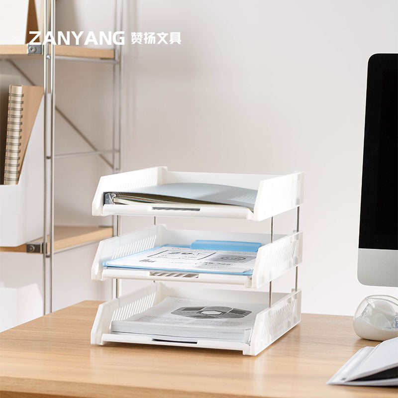 Stackable A4 Desktop File Organizer Tray for Office Documents and Books