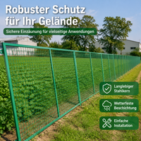 Frame Fence Field 180x300cm, Welded Double Bar Mat Fence, Dark-Coated Grid Fence Panel, Stable Wire Fence for Industry & Park