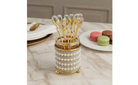 6 Pieces Coffee Spoon Countertop Utensil Holder Easy to Spotless Surface Spoon Holder Opening Top Metal Flatware Organizer for Restaurant