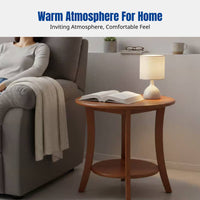 Round Side Table, Solid Wood, Western Style, Minimalist Coffee Table, Living Room, Balcony, Sofa End Table