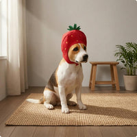 Leaf-Shaped Topper Strawberry Pet Hat Yellow Spots Stuffed Strawberry Hat Lightweight Headwear Funny Novelty for Pets, Photography, Performance