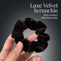Velvet Scrunchies for Women and Teens, Black Scrunchie Set, High Elastic Ponytail Holders for Bun, Soft Ties, No Damage Accessories