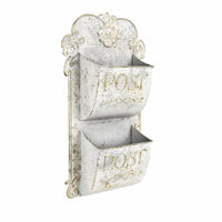 Embossed Lettering Decorative Mailbox Scrollwork Details Wall-Mounted Mailbox Organizer Distressed Finish Rustic Post Box