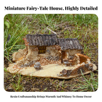 Miniature Synthetic Cottage Creative Design Resin Landscape Ornament Realistic Appearance Miniature House Figurine for Bonsai Decoration, Terrarium