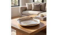 Decorative Tray with Ribbed Surface Brushed Irregular Metal Dish Sculptural Catchall Tray for Vanity