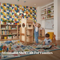 360-Degree Rotation Rotating Book Shelf Solid Wood Construction Revolving Book Shelf Space-Saving Design Bookshelf Large Capacity for Children, Students, Playroom, Living Room, Small Areas, Apartment